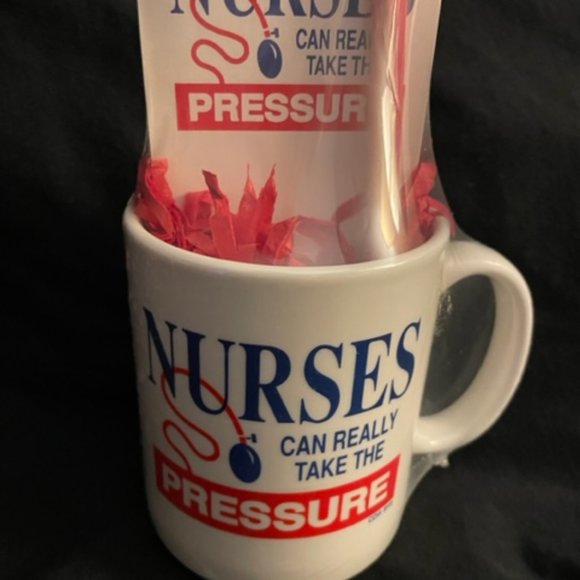 1991 Nurses Mug Set  Nurses Can Really Take The Pressure   Mug Pencil Pad NWOT - Picture 1 of 6